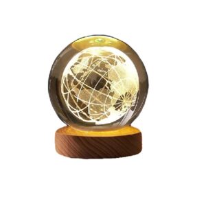 چراغ خواب گوی کریستالی 3D طرح کره زمین