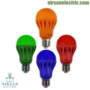 لامپ رنگی ۹ وات حبابی LED سرپیچ E27